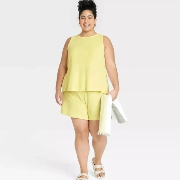 a new day Mid-Rise Yellow Terry Fabric Shorts - Picture 2 of 4